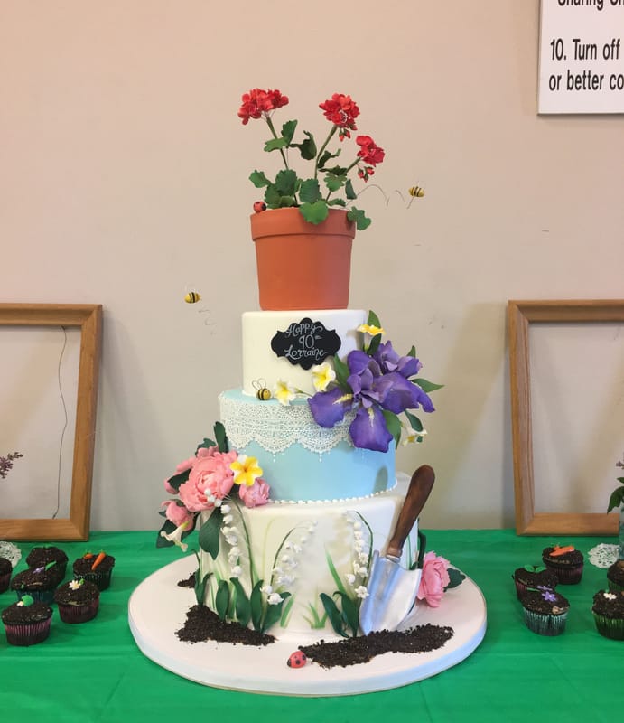 Garden cake with sugar flowers for Grandma's 90th