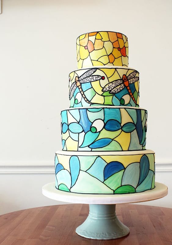 Tiffany lamp family heirloom inspired wedding cake