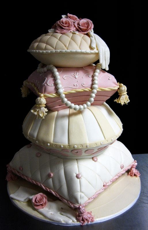 Sculpted pillows wedding cake