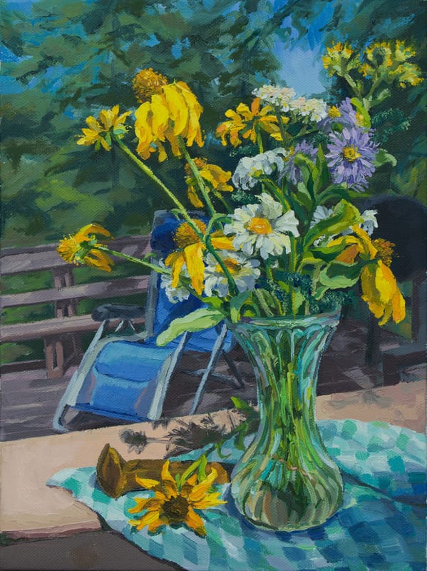 Cabin Deck Wildflowers & Railroad Spike